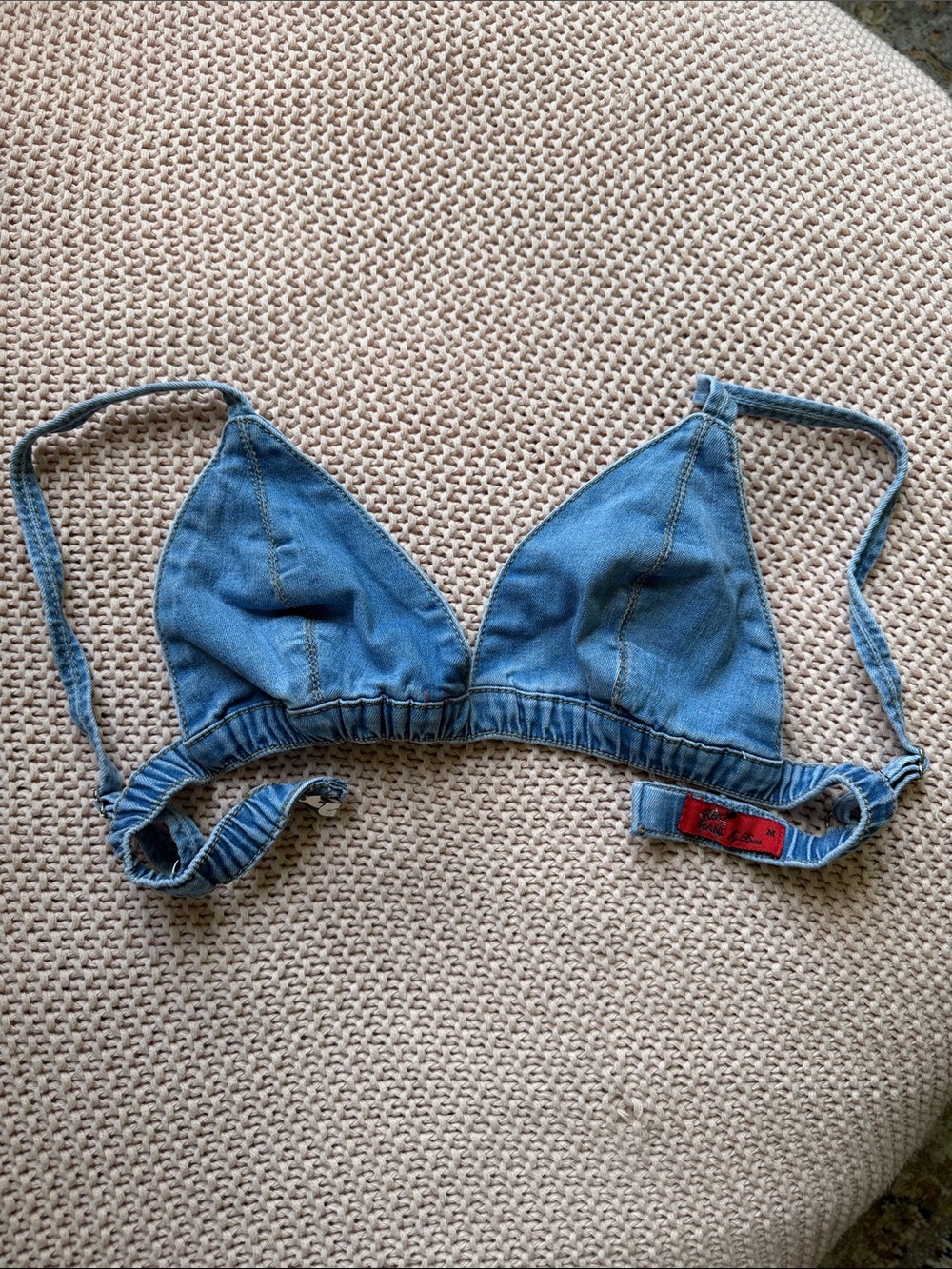 Denim Triangle Bralette - Light Blue